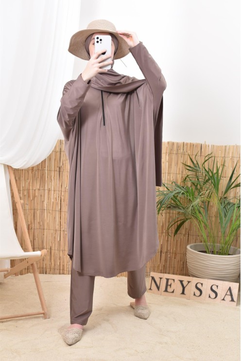 Burkini hijab de bain grande taille coupe papillon idéal maternité