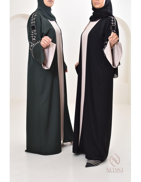 4-Piece Dubai Kimono Dress with Floral Beading for Eid 2024