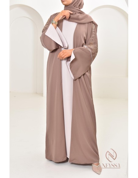 Dubai Kimono Dark Nude Kleid Set 4 Stück von Neyssa für Eid