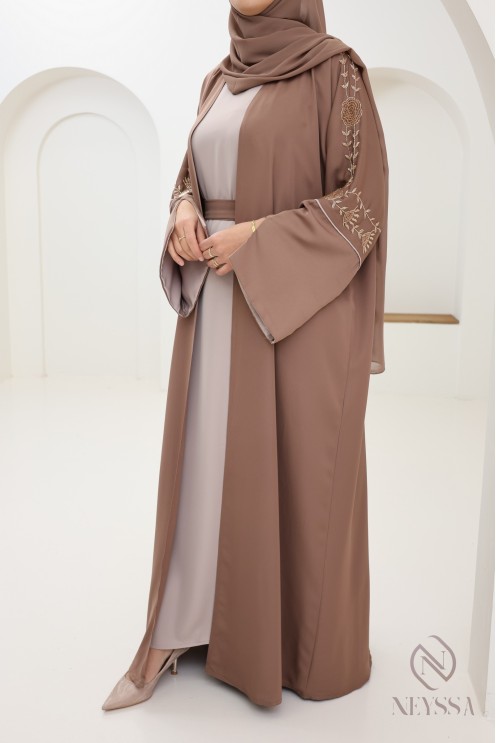 Dubai Kimono Dark Nude Kleid Set 4 Stück von Neyssa für Eid