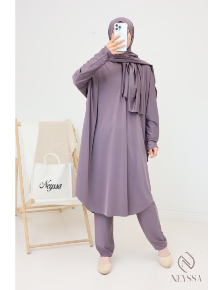 Burkini de bain long coupe modeste pour femme voilée, séchage rapide