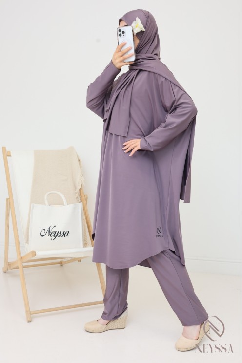 Burkini de bain long coupe modeste pour femme voilée, séchage rapide