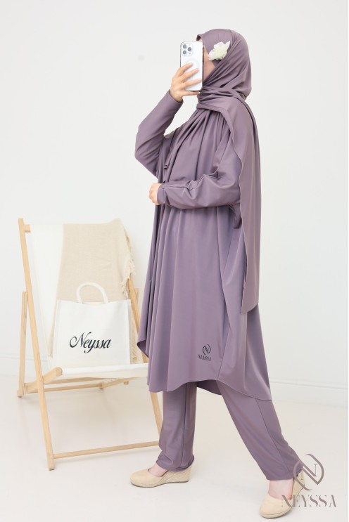 Burkini de bain long coupe modeste pour femme voilée, séchage rapide