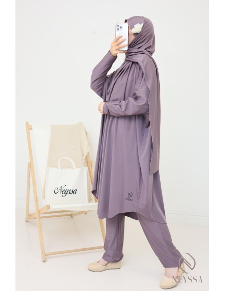 Burkini de bain long coupe modeste pour femme voilée, séchage rapide