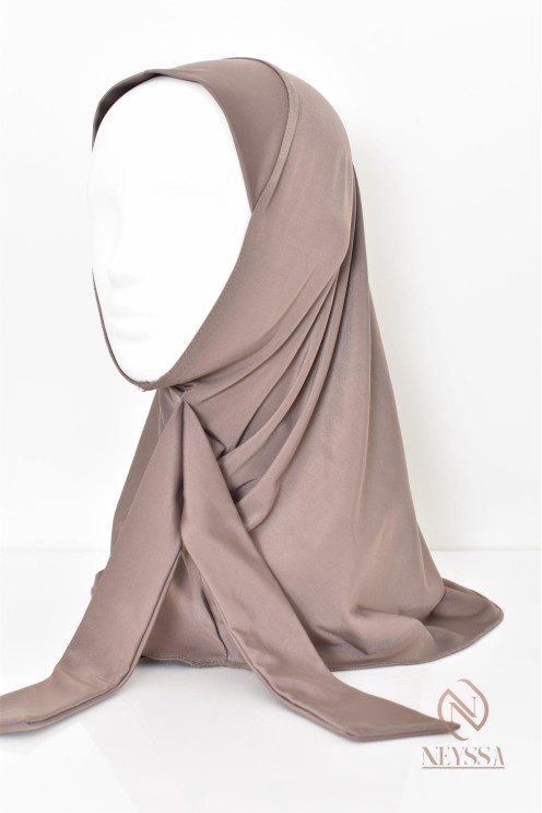 Burkini tunique ample avec cagoule intégrée taupe, tissu hydrofuge