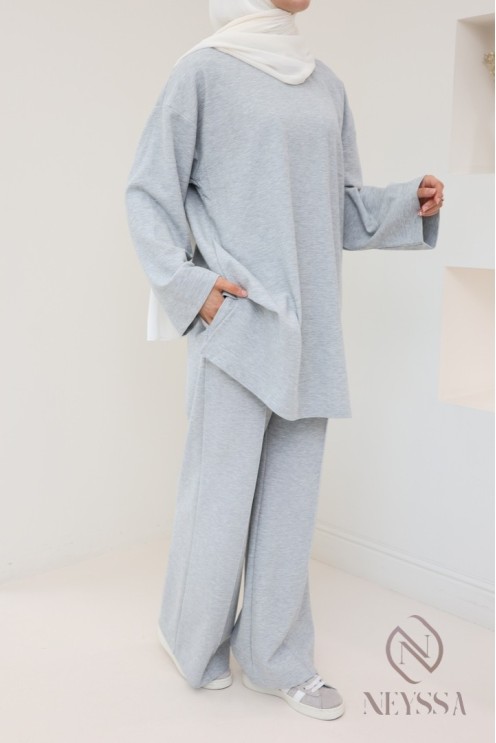 Oberteil + weite Hose aus Baumwolle, bescheidenes Hijabi-Outfit