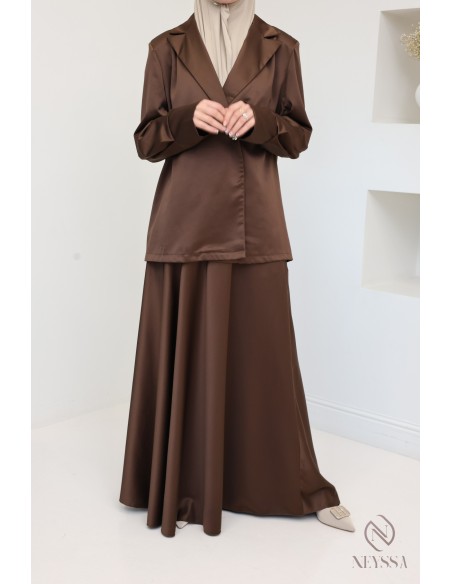 Long flared skirt and blazer set for women