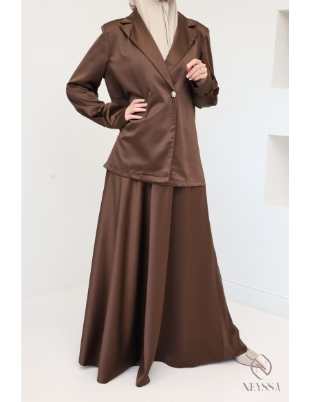 Long flared skirt and blazer set for women