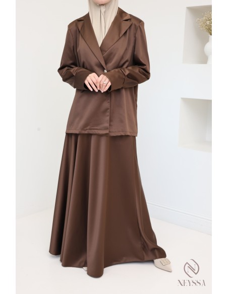 Ensemble jupe longue évasée avec veste style blazer pour femme