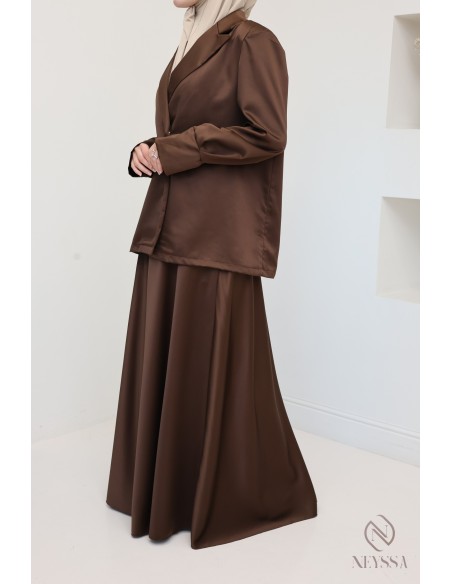 Long flared skirt and blazer set for women