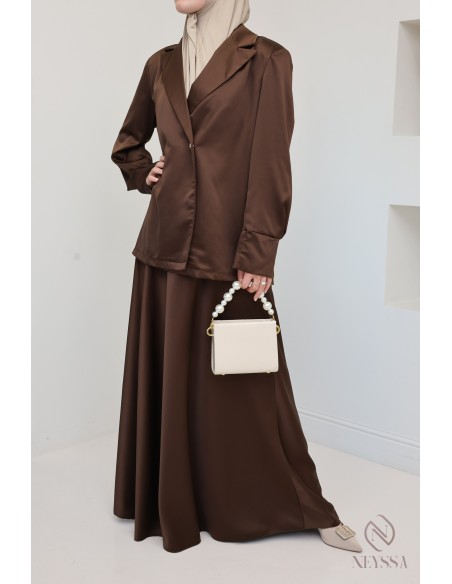 Set aus langem, ausgestelltem Rock und Jacke im Blazerstil für Frauen