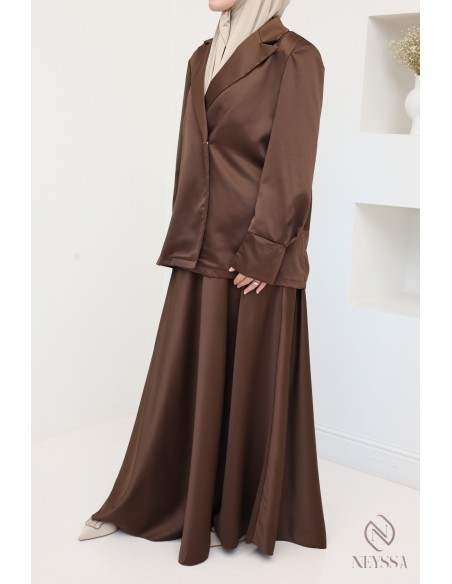 Long flared skirt and blazer set for women