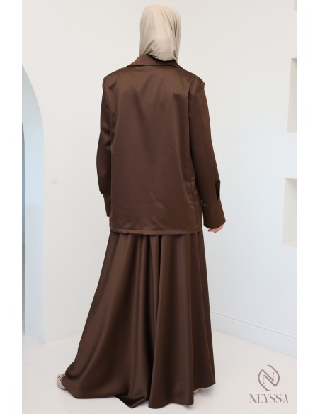 Ensemble jupe longue évasée avec veste style blazer pour femme