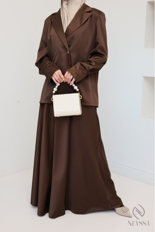 Ensemble jupe longue évasée avec veste style blazer pour femme