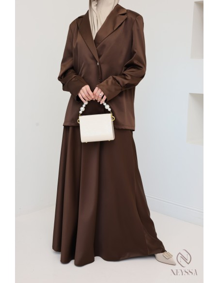 Long flared skirt and blazer set for women