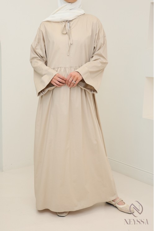 Long dress, long sleeves, loose fit, cotton-effect fabric