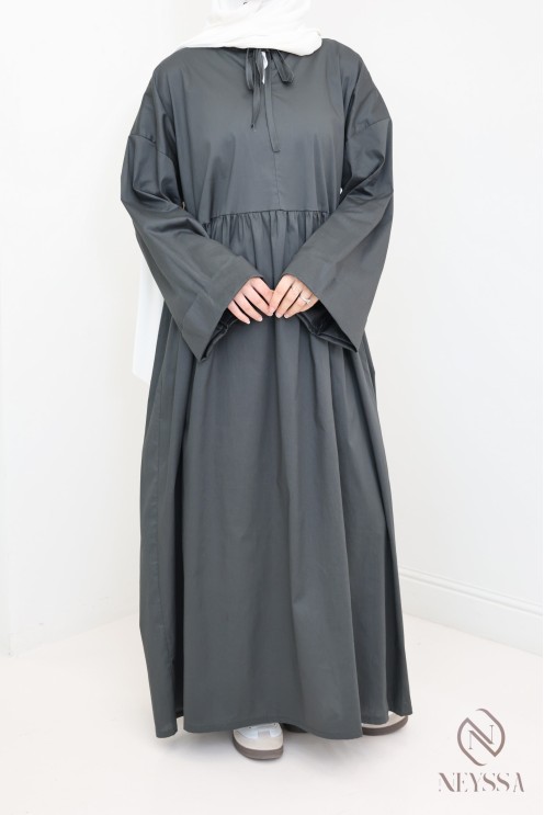 Long dress, long sleeves, loose fit, cotton-effect fabric