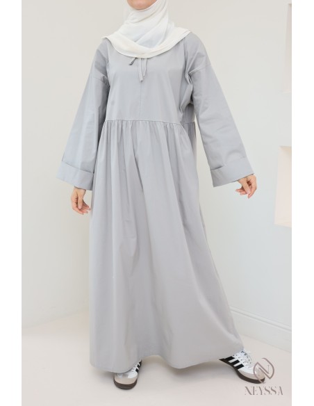 Long dress, long sleeves, loose fit, cotton-effect fabric