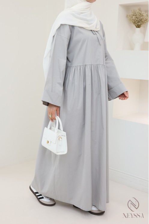 Long dress, long sleeves, loose fit, cotton-effect fabric