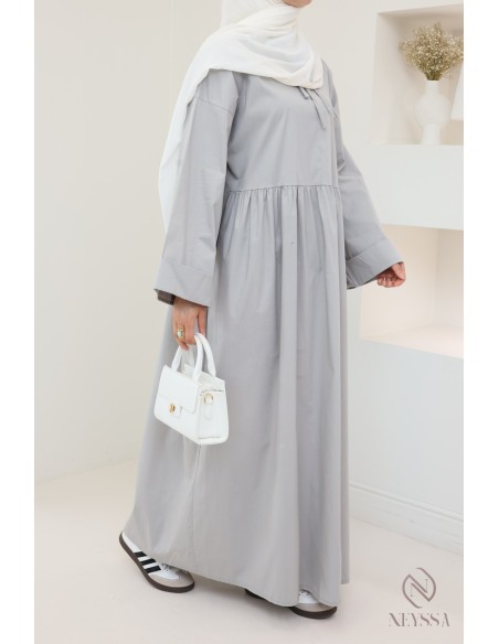 Long dress, long sleeves, loose fit, cotton-effect fabric