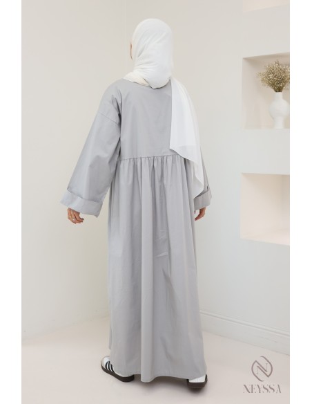 Long dress, long sleeves, loose fit, cotton-effect fabric