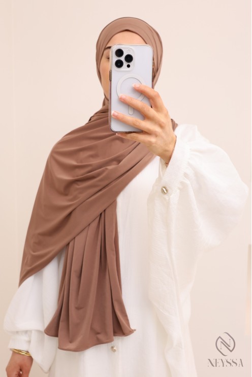 Premium jersey tie-front hijab, a practical fashionable hijab women