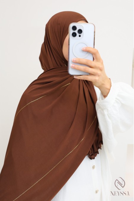 Hijab jersey premium wavy with rhinestone edging, hijabi trend