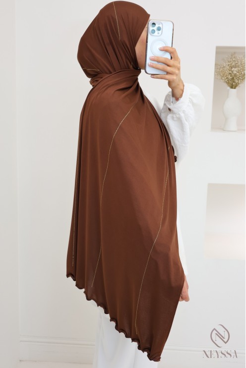 Hijab jersey premium wavy with rhinestone edging, hijabi trend