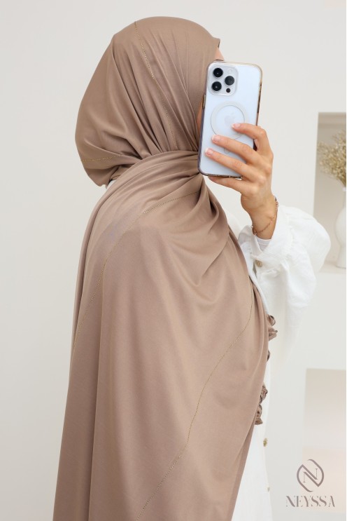 Wavy Premium-Jersey-Hijab mit Strasssteinchen, Hijab-Trend