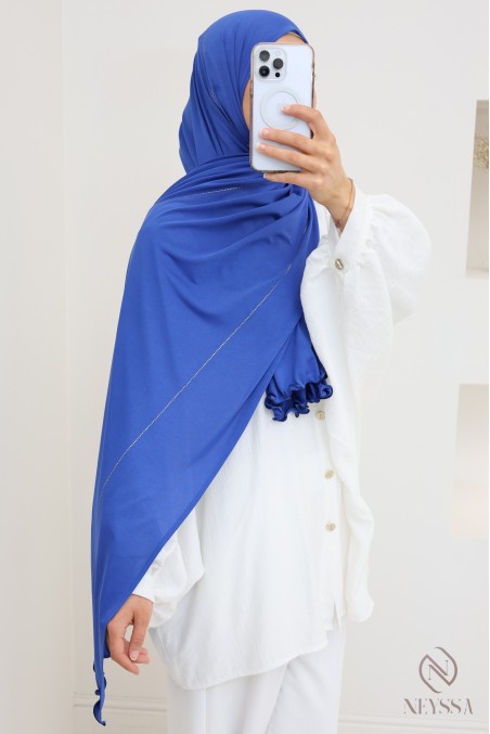 Hijab jersey premium wavy with rhinestone edging, hijabi trend