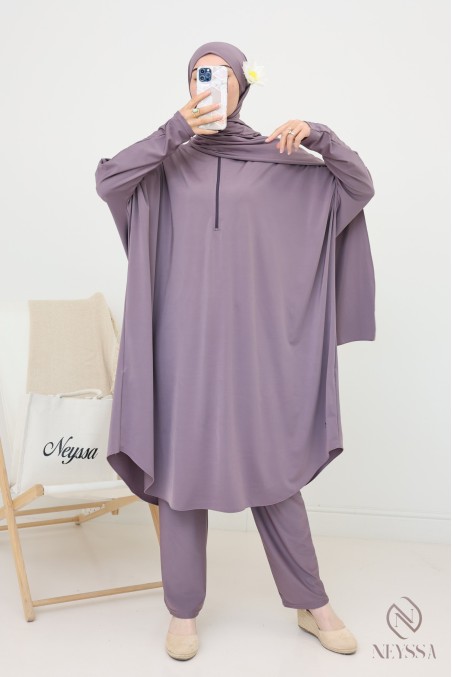 Burkini de bain long coupe modeste pour femme voilée, séchage rapide
