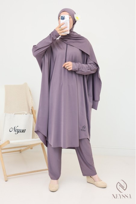 Dezent geschnittener langer Schwimm-Burkini für verschleierte Frauen