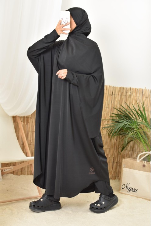 Schwarzer Burkini-Jilbab-Badeanzug für muslimische Hijabi-Frauen