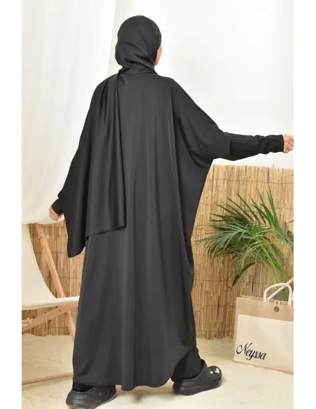 Schwarzer Burkini-Jilbab-Badeanzug für muslimische Hijabi-Frauen