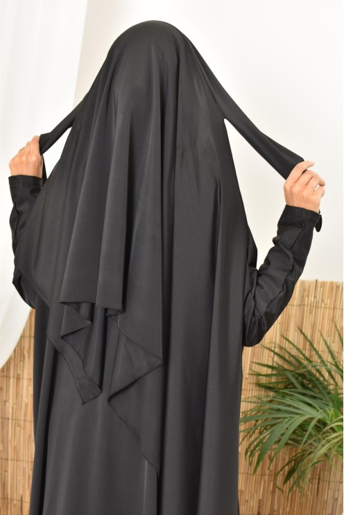Schwarzer Burkini-Jilbab-Badeanzug für muslimische Hijabi-Frauen