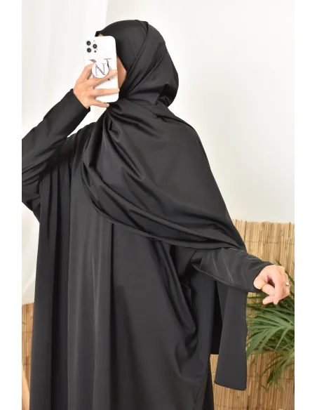 Schwarzer Burkini-Jilbab-Badeanzug für muslimische Hijabi-Frauen