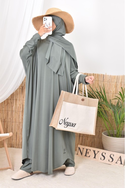 Long burkini swimwear, khaki for women, hijab for swimming