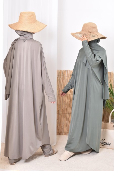 Women's taupe burkini swimwear jilbeb, high-quality water-repellent fabric