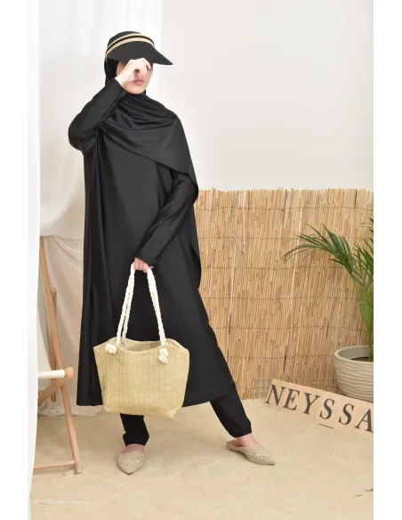 Burkini 4 pièces, tunique longue, palazzo,hijab et ceinture, hijabi