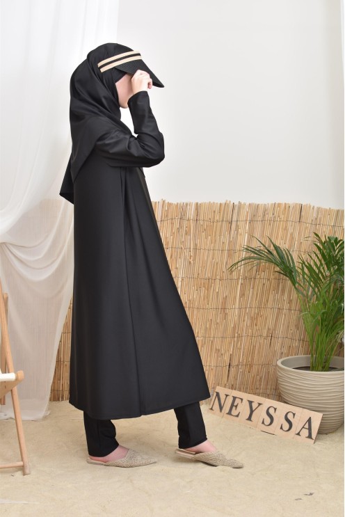 Burkini 4 pièces, tunique longue, palazzo,hijab et ceinture, hijabi