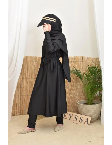 Burkini 4 pièces, tunique longue, palazzo,hijab et ceinture, hijabi