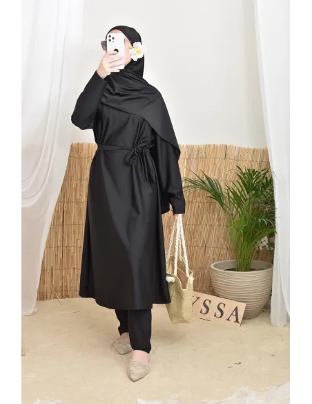Burkini 4 pièces, tunique longue, palazzo,hijab et ceinture, hijabi