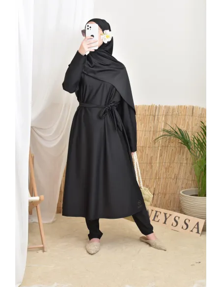 4-piece burkini, long tunic, palazzo, hijab and belt, summer hijabi