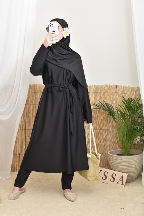 4-piece burkini, long tunic, palazzo, hijab and belt, summer hijabi