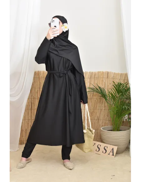 Burkini 4 pièces, tunique longue, palazzo,hijab et ceinture, hijabi