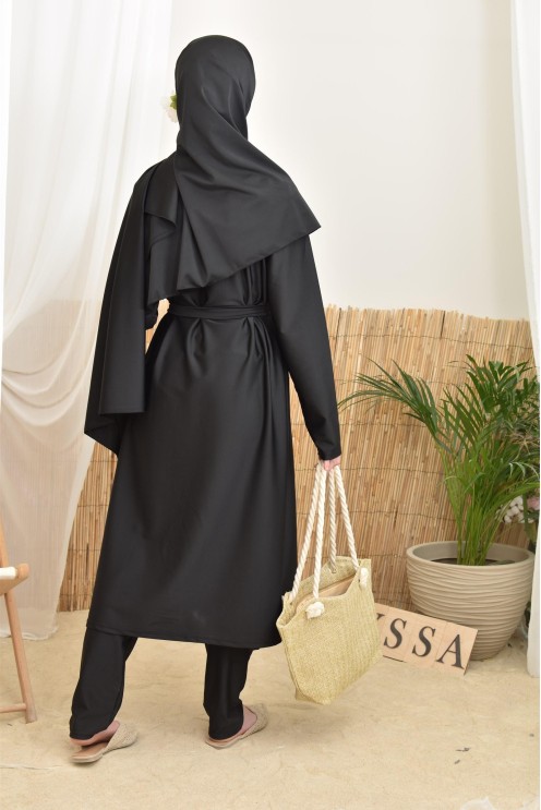 Burkini 4 pièces, tunique longue, palazzo,hijab et ceinture, hijabi