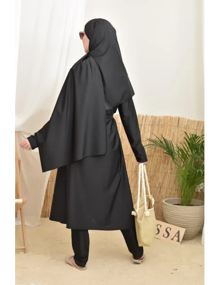 4-teiliger Burkini, lange Tunika, Palazzo,Hijab und Gürtel, Hijabi.