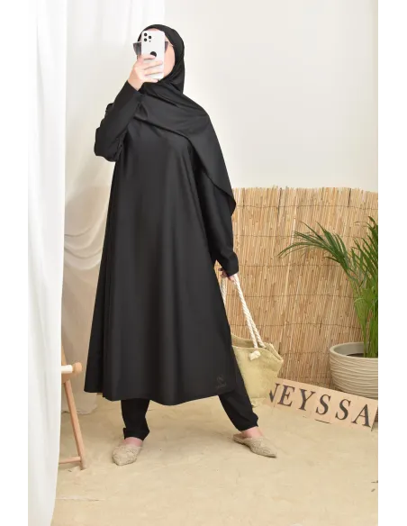 4-teiliger Burkini, lange Tunika, Palazzo,Hijab und Gürtel, Hijabi.