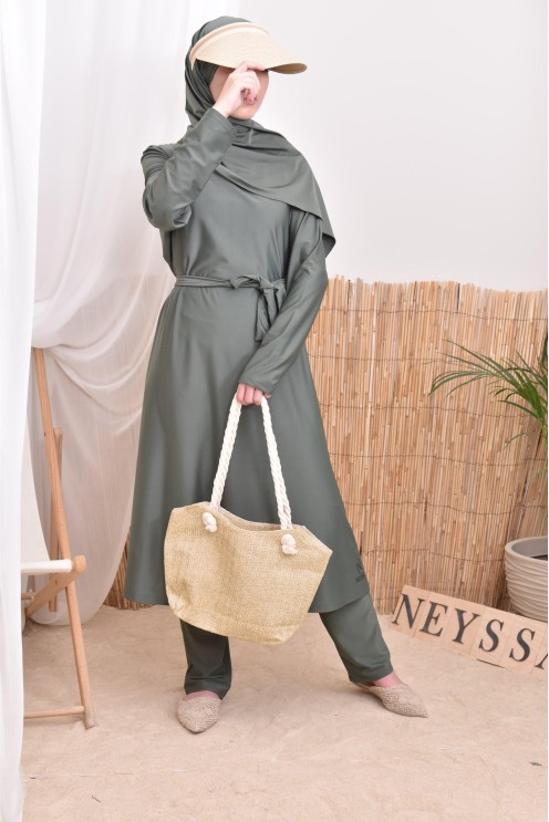 4-piece burkini, long tunic, palazzo, hijab and belt, summer hijabi