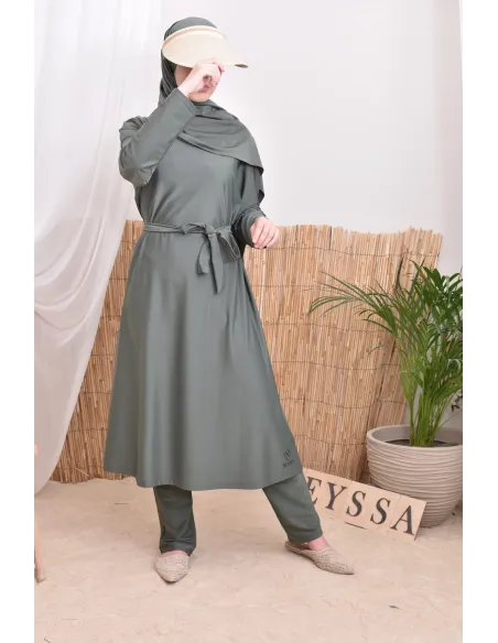 4-teiliger Burkini, lange Tunika, Palazzo,Hijab und Gürtel, Hijabi.